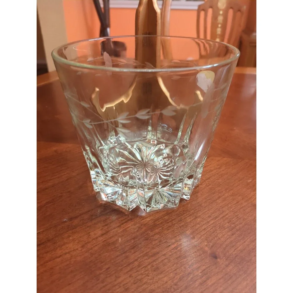 Vintage Heavy PRINCESS HOUSE 1980's Crystal Ice Bucket Heritage Etched Pattern.